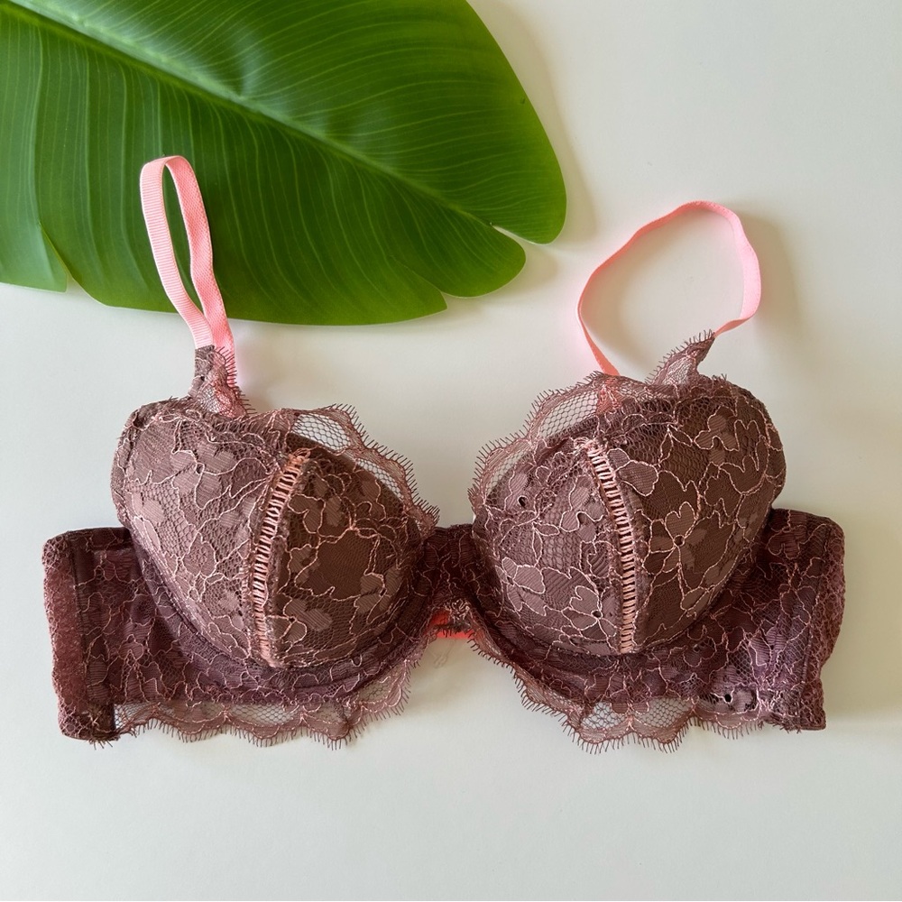 Victoria's Secret Purple And Pink Lace Bra
